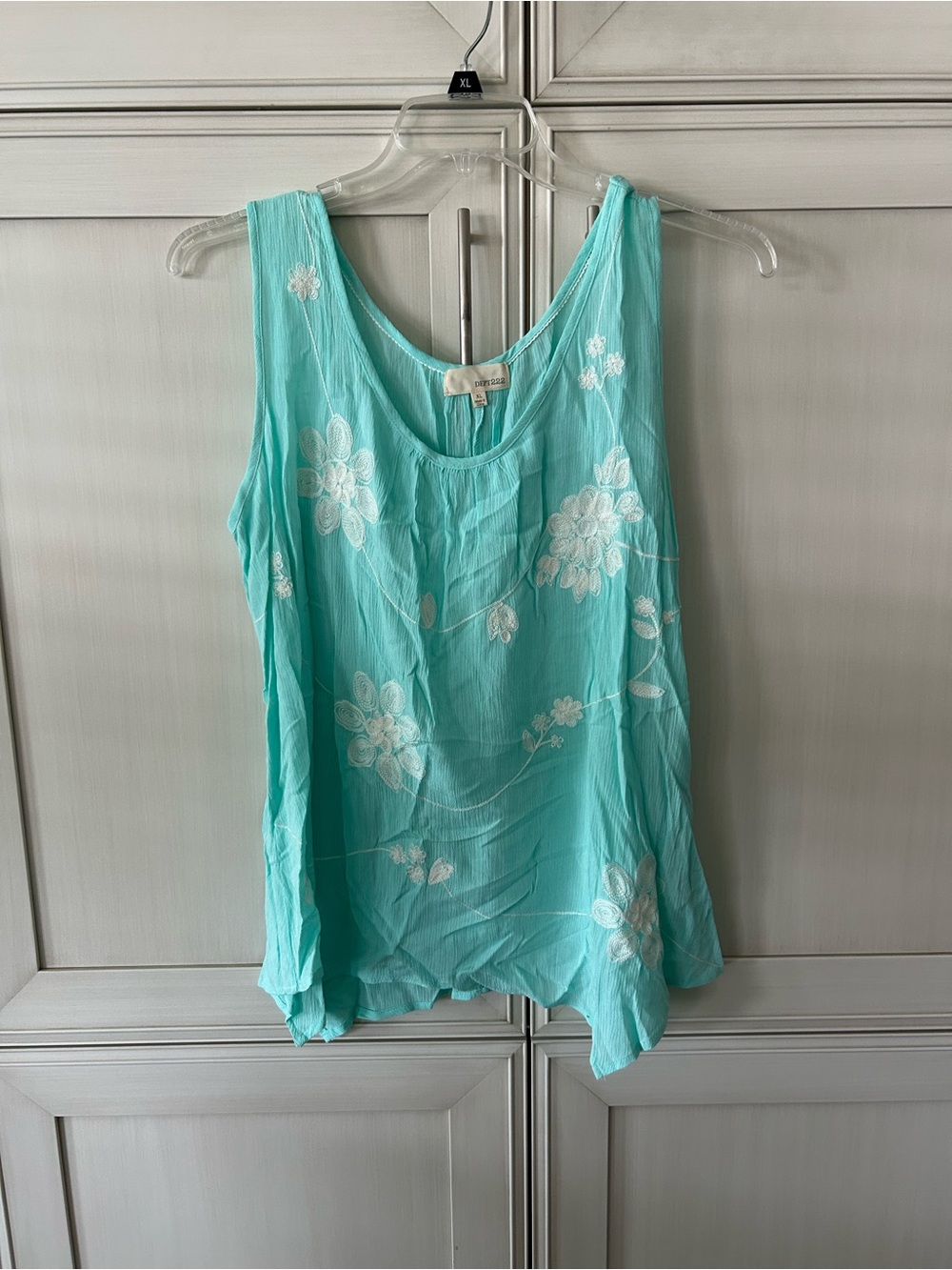 Dept 222 AquaFloral Embroidered Tank Top